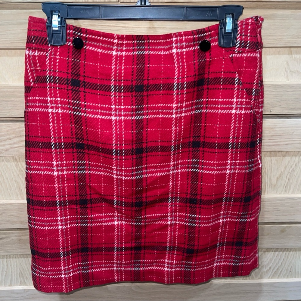 Talbots Red and White Mini Pencil Skirt